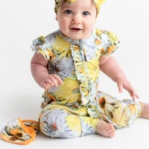 Little Bum Bums Flower Print Summer Sleeper Bamboo Onsie Zip Baby 18-24 months